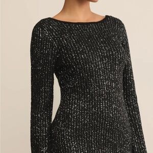 Z Supply Black and silver Long Sleeve Dress